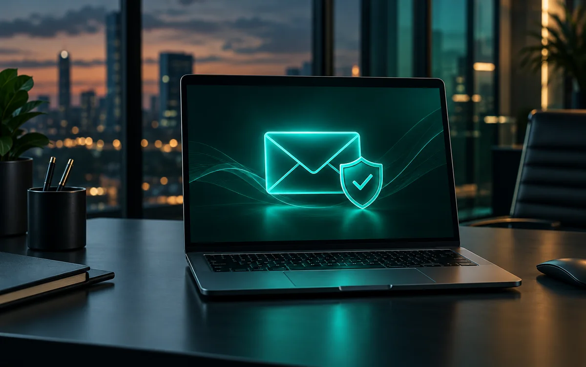 Illustration of email protection on a laptop